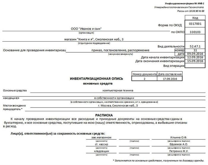 Как проводится инвентаризация основных средств?